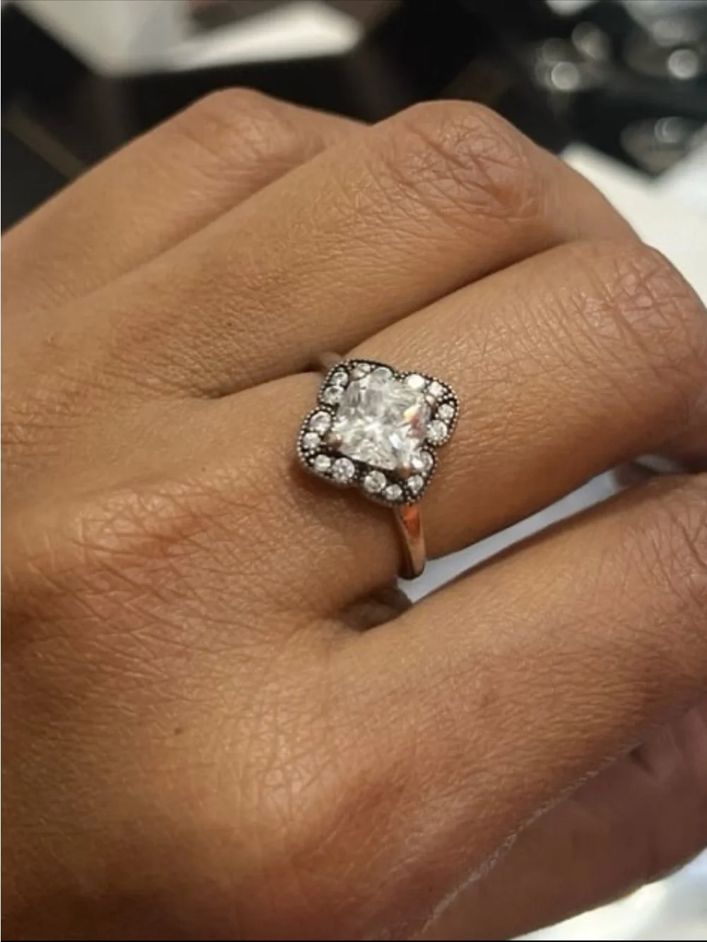 Pandora Crystallized Floral Fancy Ring 190966CZ, Size 7 verified at store